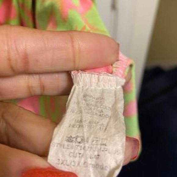 Beautiful Pink And Green Womens Tunic With Ruffled Sleeves 3X - Picture 4 of 6